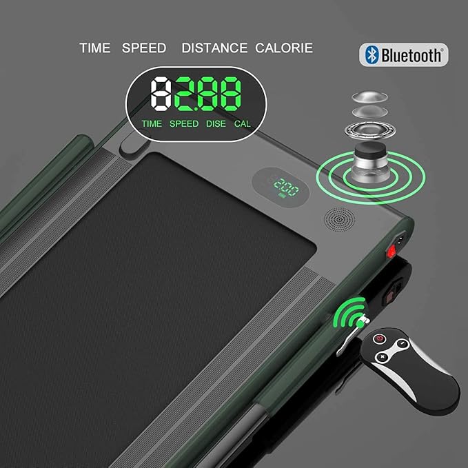 Goplus 2 in 1 Folding Treadmill, 2.25HP Under Desk Electric Superfit Treadmill, Installation-Free with APP Control, Remote Control, Bluetooth Speaker, LED Display, Walking for Home