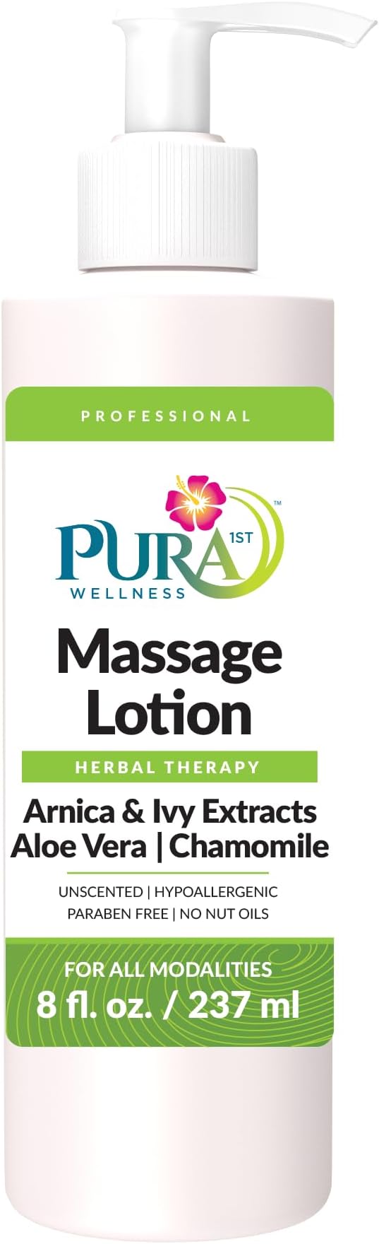 Herbal Therapy 8 Fl oz Massage Lotion, Aloe Vera, Professional, Massage Therapy, Deep Tissue, Unscented, Hypoallergenic, Natural Ingredients, Skin Hydrating, Moisturizing, Muscle Relief
