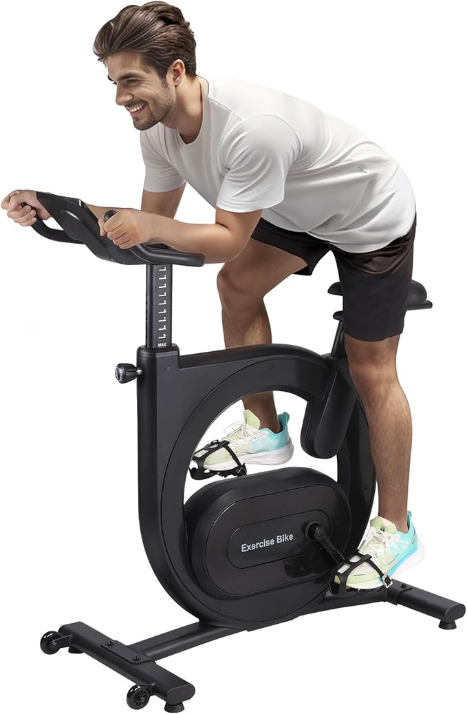 Stationary Bikes for Home, Electromagnetic Control Exercise Bike, 32-Level Resistance, Low Noise with App, LED Display & 300 Lbs Capacity, Workout Bike for Cardio, Weight Loss