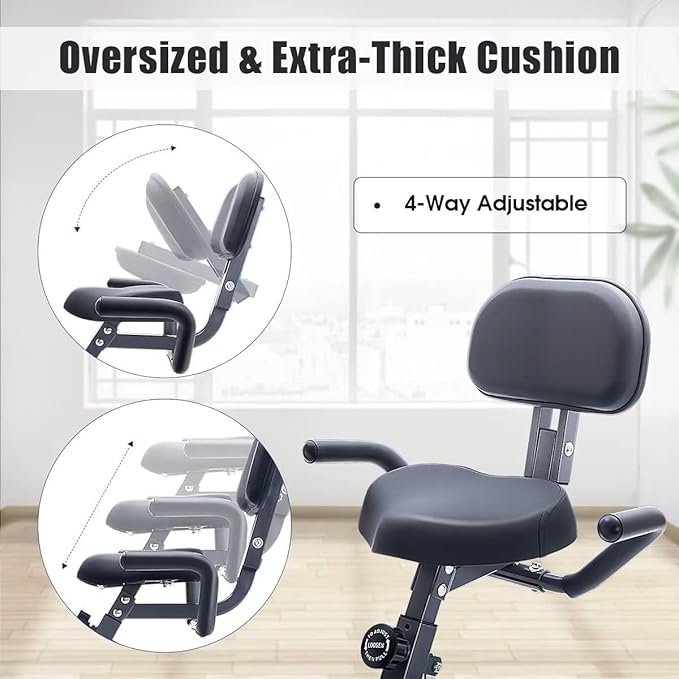 Merax Workout Bike For Home - 2 In 1 Recumbent Exercise Bike and Upright Indoor Cycling Bike Positions, 16 Level Magnetic Resistance Exercise Bike, Foldable Stationary Bike Machine, Fitness Bike