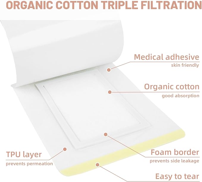 30Pcs Castor Oil Pack Wrap, Organic Cotton Castor Oil Belly Button Patch, Portable Anti Leakage Disposable Pads for Feet/Belly/Knee, 5.1" x 3.9"（White）