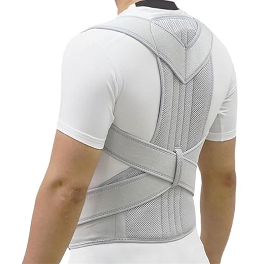 MBROS Adjustable Posture Corrector Lumbar Back Support Brace Breathable Deportment Corset for Spine Back Stretcher Orthopedic Back (Color : Silver, Size : XL)