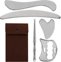 5-in-1 Stainless Steel Muscle Scraper Tool Set GuaSha Muscle Scraping Tools Set, Physical Massage Tools with Storage Case, Body Gua Sha Kit for Body Skin Massage