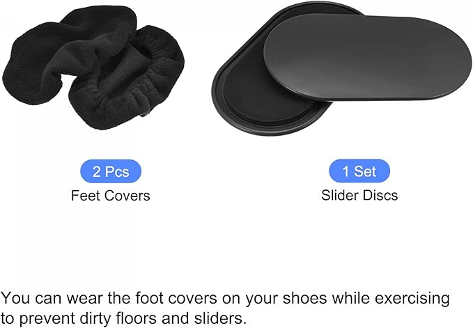 uxcell Exercise Core Sliders, Oval Glider Discs with Feet Covers, Dual Sided Usage in Home Gym for Full Body Workout