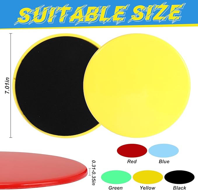 Jenaai Core Sliders for Working Out Bulk Dual Sided Workout Disc Gifts for Group Training Classes Fitness Slider for Stability Ab Legs Full Body Fit Gym Carpet Hardwood FloorFoot
