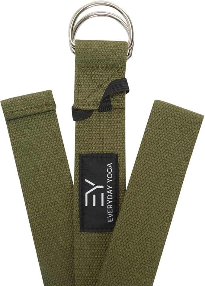 Everyday Yoga Strap with Metal D-Ring - Durable Stretching Strap for Yoga, Pilates, Flexibility & Physical Therapy (6ft, 8ft, 10ft)