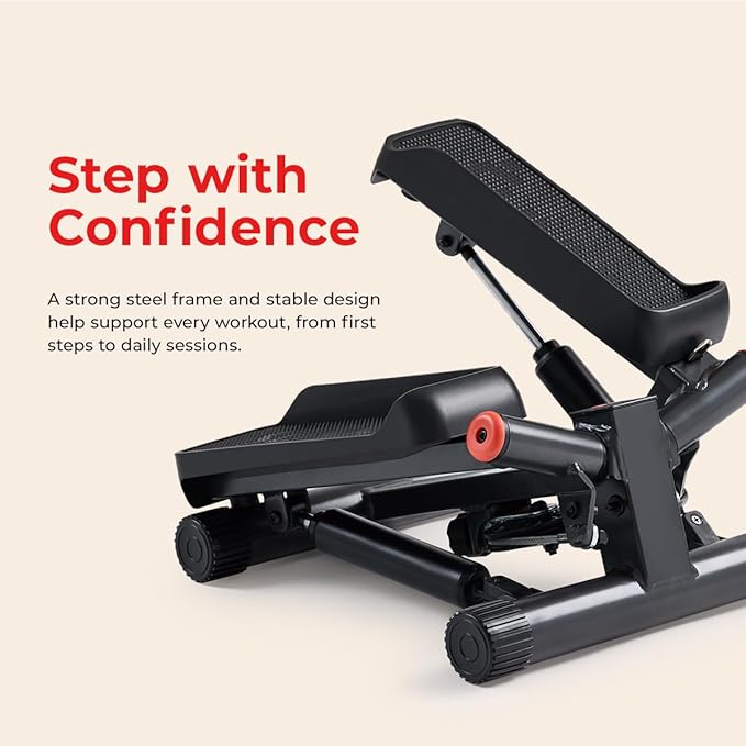Sunny Health & Fitness Mini Steppers for Exercise at Home, Stair Step Workout Machine with Optional Resistance Bands, Full Body Cardio Equipment, Optional Free SunnyFit App Connection Smart Stepper