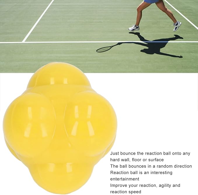 Hex Reaction Trainer Ball, Rubber Reaction Ball for Improving Hand Eye Coordination, Bright Color Reaction Catch Ball with Random Bounce, Portable Agility Training Tool for