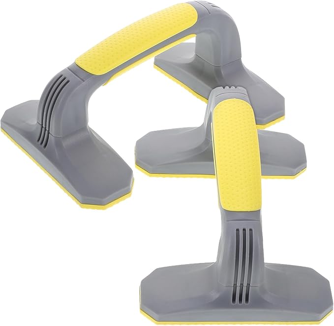 2pcs Pushup Bars Handles Non-slip Plastic Strength Training Pushup Stands for Home Fitness Workout Gray and Yellow Portable Exercise Equipment