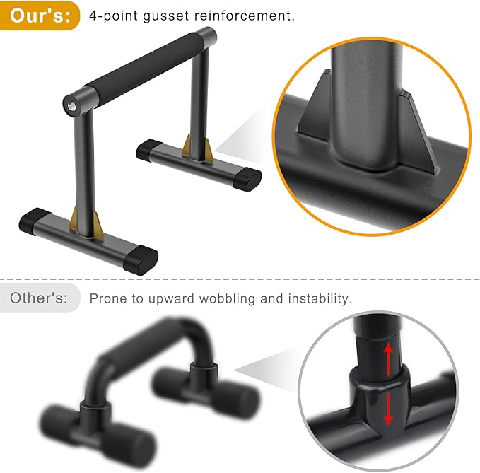 Kipika Parallette Bars for Calisthenics - Push Up & Dip Bar with Wood Handles, Rock-Free Support for Handstand, L-Sit & Home Strength Training, 600LB Capacity, 12" Height