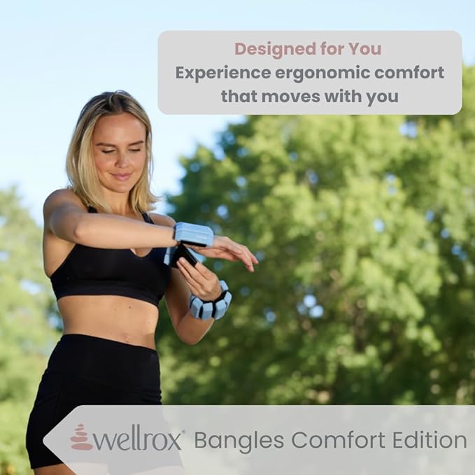 Wellrox Weighted Bangles – Adjustable Ankle and Wrist Weights for Women & Men – Set of Ankle Weights 2 lbs (1 lb Each Wrist Weight) | Weighted Arm Bands for Pilates, Yoga, Running & Walking
