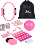 Abahub Pilates Ring Set, Home Workout Pilates Equipment, 14”Magic Circle, Yoga Ball, Resistance Bands, Sliding Disks, Socks, Fascial Ball, Workout Guide & Bag, Blue Set