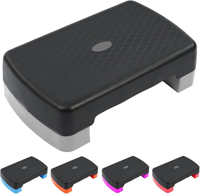 18" Aerobic Exercise Step Platform, Lightweight Portable Step Up Platform Trainer, Adjustable Height 3.9”5.9” for Home Gym