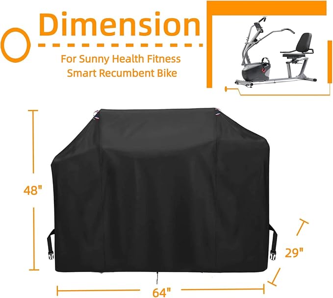 Elliptical Exercise Machine Cover for Sunny Health and Fitness Smart Recumbent Bike,Heavy Duty Fitness Equipment Cover for Cycling Workout Machine,64"L x 29"W x 48"H