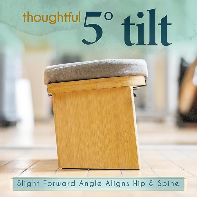 Meditation Bench, Portable Yoga Auxiliary Stool with Cushion, Wooden Kneeling Stool with Handbag, Foldable Comfort Chair, Multifunctional Ergonomic Seat, for Yoga, Prayer