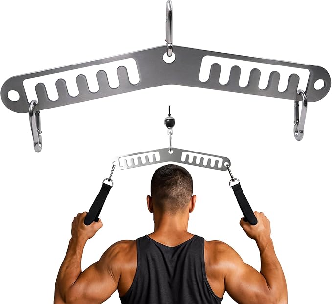 J Bryant Stainless Steel Double to Single Pulley Adaptor Plate for Cable Machine – Fitness Dual Pulley Connector with 3 Carabiners for LAT Pulldown, Triceps Pushdown, and T Bar Row Accessories