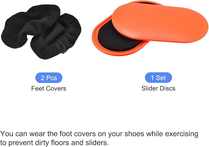 uxcell Exercise Core Sliders, Oval Glider Discs with Feet Covers, Dual Sided Usage in Home Gym for Full Body Workout