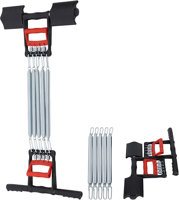Multi-Function Spring Exercise Equipment, Portable Strength Training Device with Pedal, 5 Steel Springs, Adjustable Resistance for Home, Office, Gym