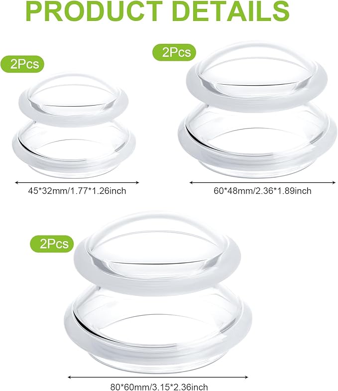 Eiito Cupping Therapy Sets -Silicone Cups Set Firm (6 Cups) Professional Massage Tool for Muscle Soreness Pain Relief Body Neck Knee, Deep Muscle Massager, Anti Cellulite Joint Pain (Clear)