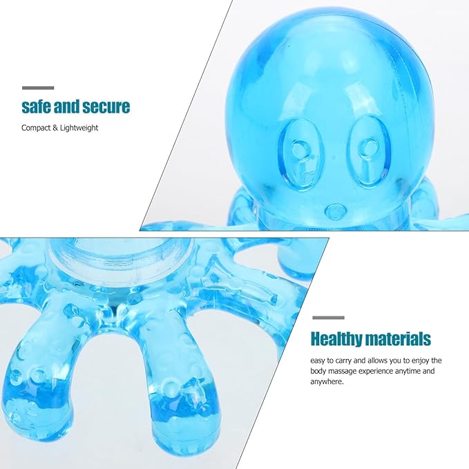 Octopus Massager 2 Pack Portable Handheld Scalp and Body Massage Tool Self Pressure Point Tool 3.93 Inch for Neck Head Relaxation, Blue