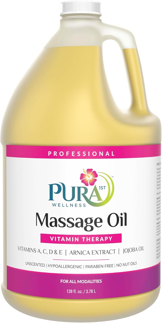 Vitamin Therapy 1 Gallon Massage Oil, Vitamin E, Professional, Massage Therapy, Deep Tissue, Unscented, Hypoallergenic, Natural Ingredients, Skin Hydrating, Moisturizing, Muscle Relief