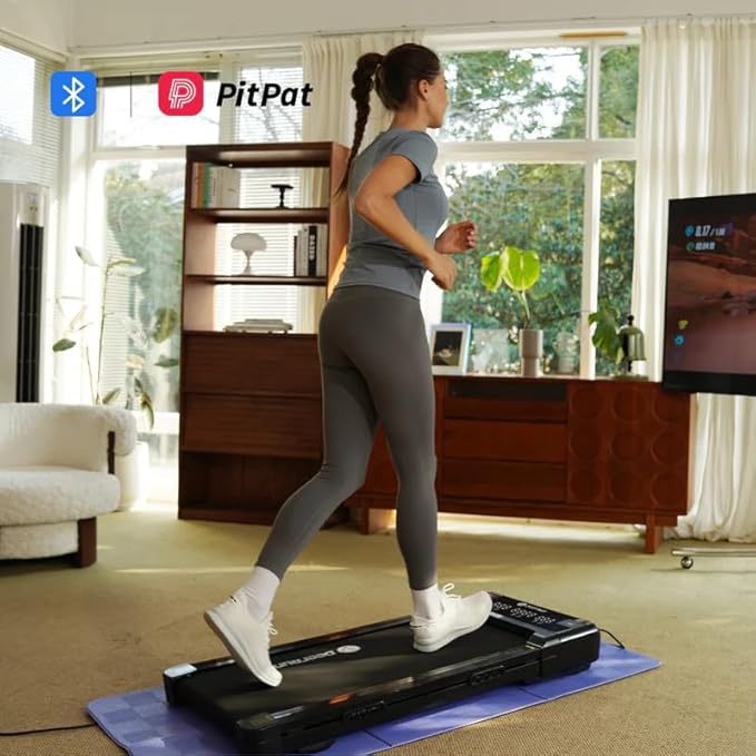 DeerRun Walking Pad Treadmill with Incline, 12% Auto Incline Under Desk Treadmill, 3.0 HP, 300 lb Capacity, Portable Treadmill for Home Office, Remote & App Control