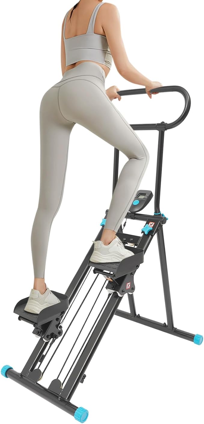 Foldable Stair Stepper Machine with LCD Display, 300lbs Vertical Climber for Home Gym, Adjustable Height Cardio Workout Equipment for Adults, Weight Loss