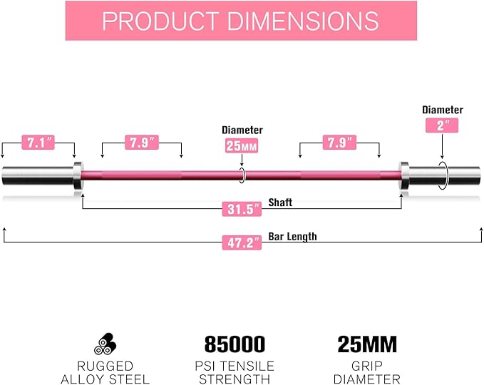 RITFIT Olympic Barbell 4ft/6ft - 2 Inch Weight Bar for Strength Training, Weightlifting, Squat, Deadlift, Bench Press, Curl, Overhead Press - 350lbs/500lbs Capacity