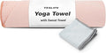 YESLIFE Non-Slip Extra Thick Hot Yoga Towel with One Sweat Towel, Microfiber Sweat Absorbent Yoga Mat Towel with Grip Dot, Pilates Mat, 72" x 24", Pink