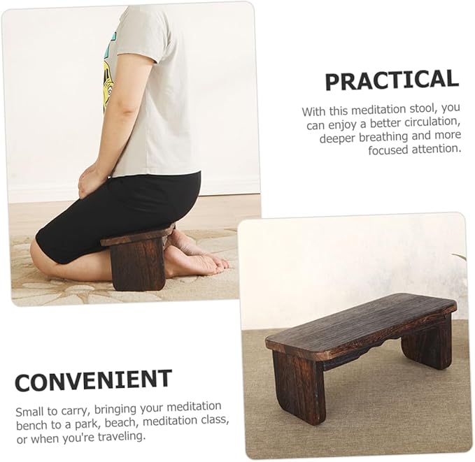 Wooden Meditation Stool Portable Foldable Kneeling Bench for Meditation Tea and Prayer Non-Slip Design Comfortable Cushion and Compact Size