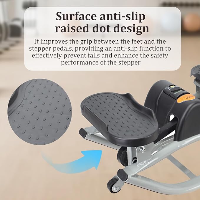 Rock Stepper, Lateral Rocking Fitness Stepper with Digital Display & Resistance Band, Low-Impact Side-to-Side Stepper for Knees/Joints, Compact Portable Home Workout Machine for Legs Glutes Abs