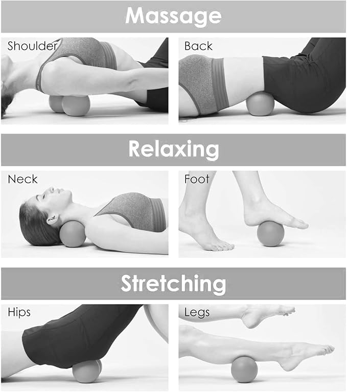 Peanut Massage Ball Roller Double Lacrosse Ball Acupoint Myofascial Release Muscle Knot Relaxer Mobility Trigger Point for Physical Therapy Self Deep Tissue Manual Massager Equipment Tool Set