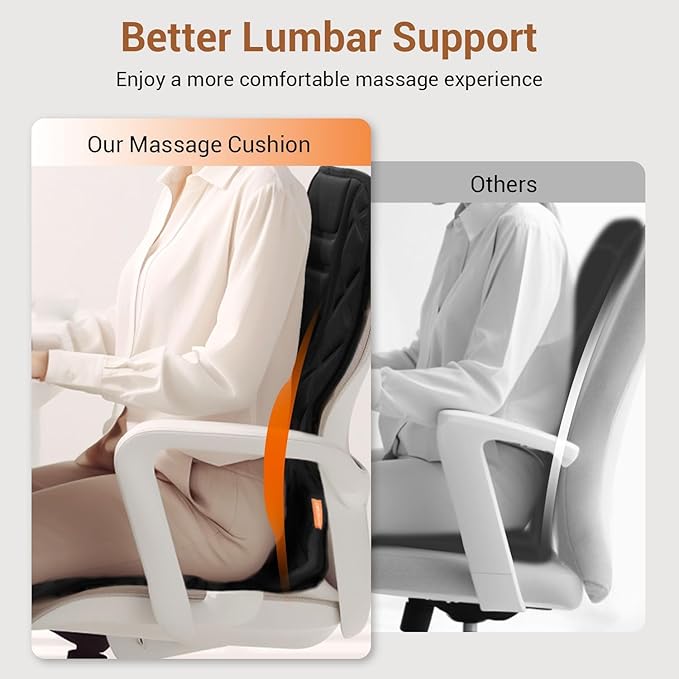 Back Massager with Heat,Heated Seat Cover Cushion with 5 Vibrating Massage Nodes Chair Pad for Pain Relief Home Office Use