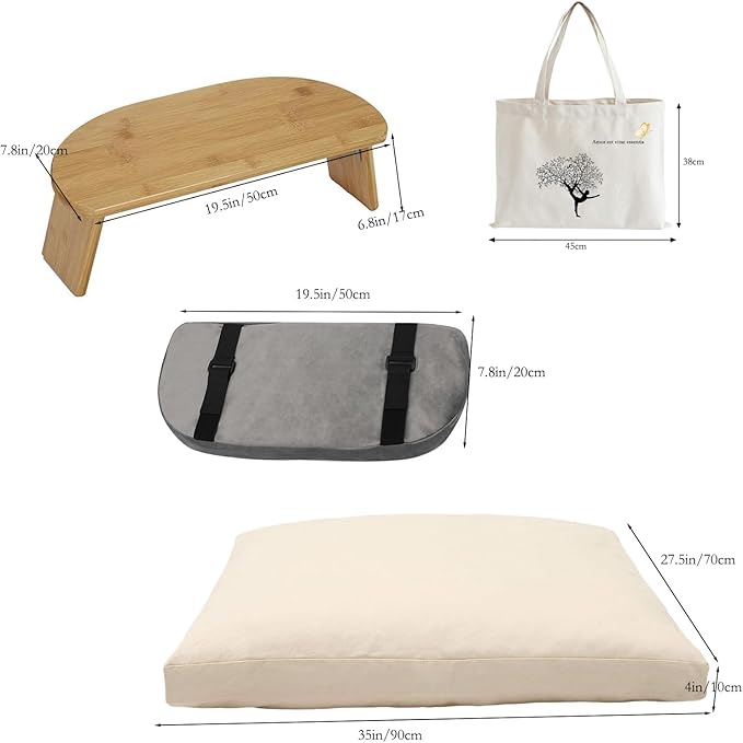 Meditation Bench with Meditation Cushion Meditation Stool Set,Folding Yoga Stool, Sturdy Prayer Bench,Comfortable for Kneeling or Sitting