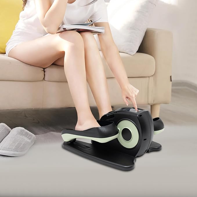 Portable Pedal Exerciser 5 Speed Gears Electric Elliptical Trainer with Remote Control and LCD Screen Under Desk Bike Pedal Exerciser for Home, Training Room, Offices