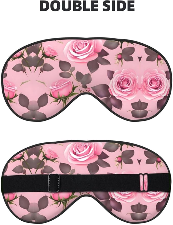 Pretty Pink Roses Head-Mounted Double-Sided Light-Blocking Sleeping Eye mask to Protect Eyes and Relieve Eye Fatigue