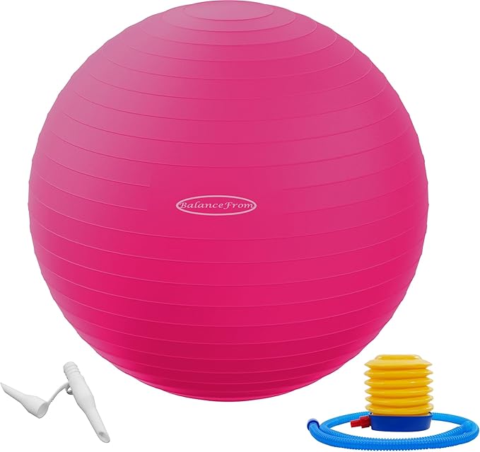 Fitvids Exercise Ball for Fitness, Yoga, Pilates with Quick Pump, Anti-Burst Slip Resistant Balance Ball