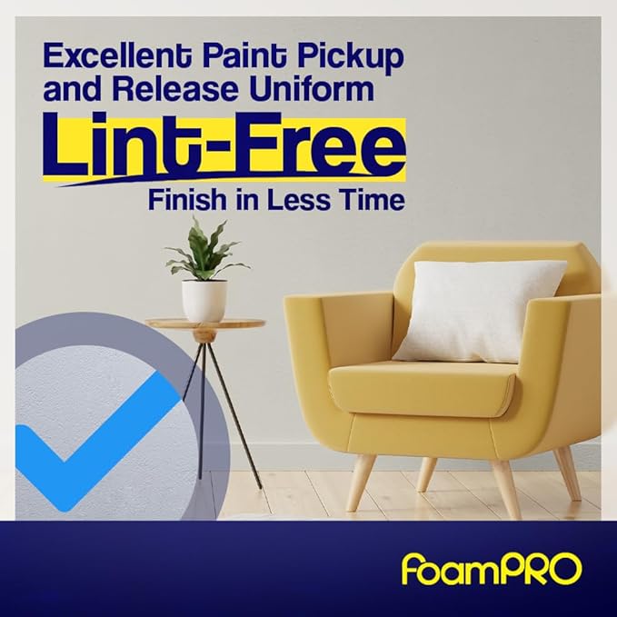 FoamPRO 65-10 Mini Trimmer Refill - 4-Inch Paint Rollers for Precision Painting- with 3/8 in Nap - Pack of 10, Yellow