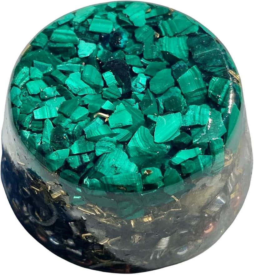 Malachite Orgone Generator Energy Accumulator 528Hz/7.83Hz/Advance Harmonics Many Beautiful Ingredients and Colors! (Malachite)