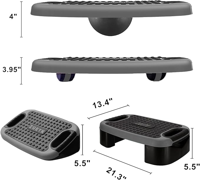 4-In-1 Balance Board and Stepper Exercise Platform - Aerobic Step Adjustable Home Workout Slant Board, Non Slip Soft cushion - With Home Workout Suggestions