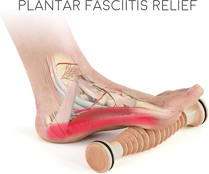 Body Back Wooden Foot Roller and Foot Star® Massager Ball Bundle Plantar Fasciitis Relief