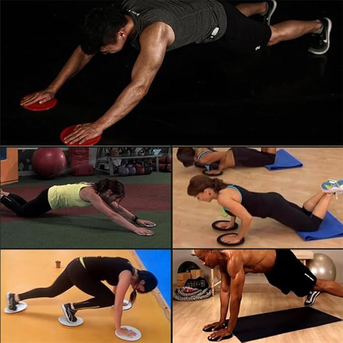 Core Exercise Sliders, Dual Sided Gliding Discs & Exercise Resistance Loop Bands & Pounch for Legs Butt Forearm Stretching Physical Therapy Use on Carpet or Hardwood Floors Home Ab Workout