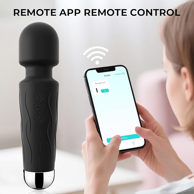 Handheld Personal Small Massager with APP–Waterproof, USB Rechargeable, 20 Vibration Patterns, 8 Speeds,Black