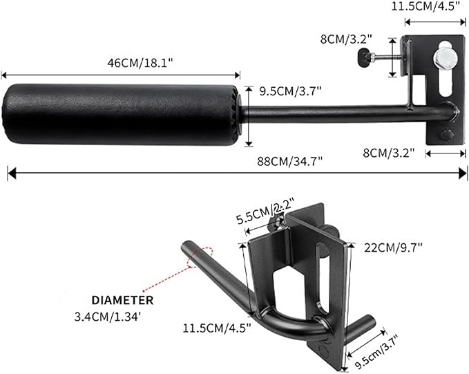 Single Leg Squat Roller for Squat Rack,Extended Length Leg Press Attachment Power Rack Attachments,Bulgarian Split Squat for Home Gym & Leg Training-fu