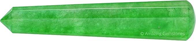 Amazing Gemstone Green Strawberry Quartz Crystal Wand Massage Stick - Pelvic Wand Gua Sha for Adults - Crystals and Healing Stones Massage Wands for Adults Gifts (Pointed)