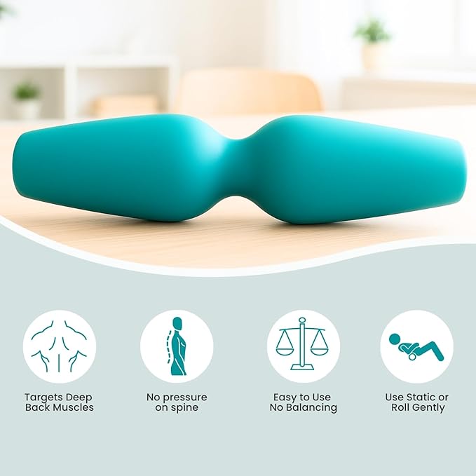 Back Roller for Back Pain Relief – Upgraded 100% Flexible Silicone That Wraps Around The Spine for Deeper Relief, Softer Than Hard Foam Rollers