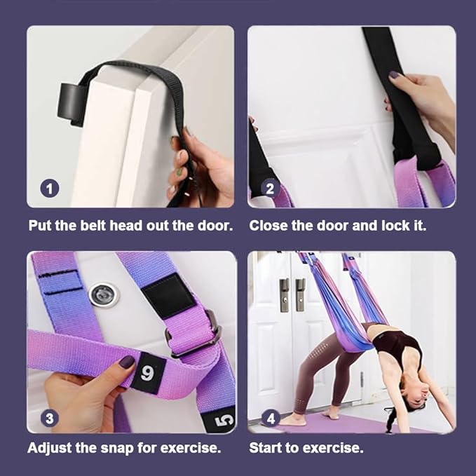 Leg Stretcher Strap - Yoga Stretching Strap,Yoga Door Swing,Backbend Training Rope with Door Anchor, Flexibility Trainer Stretching Equipment Assist Stretch Strap for Fitness Gymnastics Dance Aerial Ballet (purple)