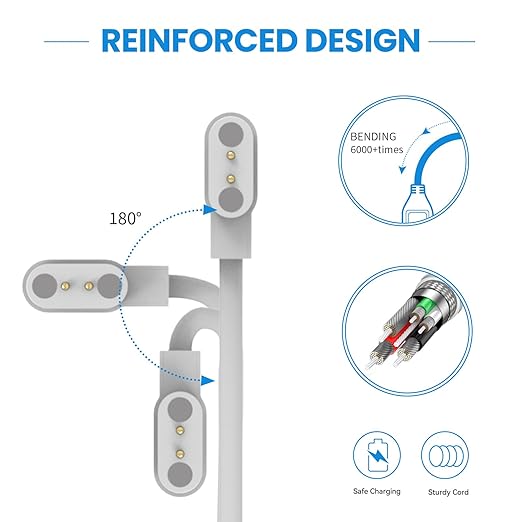 Intended for SOLAWAVE 4-in-1 Red Light Therapy Wand Charging Cable Magnetic Replacement Charging Cord for SOLAWAVE Facial Wand Charger Accessories (White&White)