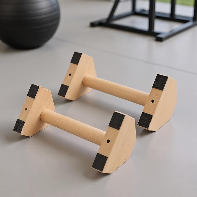 2 Pcs Wooden Push Up Bars Stands with Non-Slip Base, Wooden Calisthenics Equipment for Strength Training, Push Up Stands for Men and Women