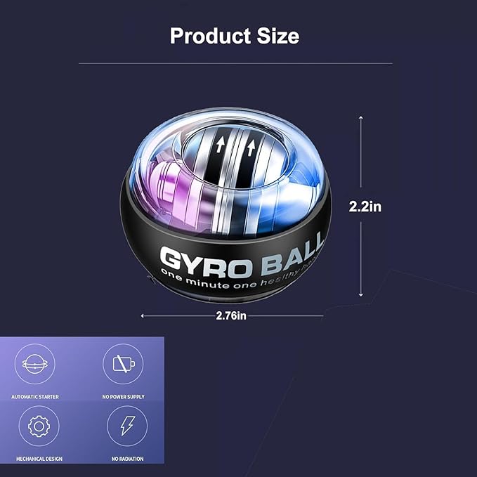 2026 New Curaball Torque Ball, Curaball Hand Exerciser, Gyro Ball with LED Lights and Portable Case, Hand Gripper Strengthener, Grip Strength Trainer for Strengthen Arms,Bones and Muscle